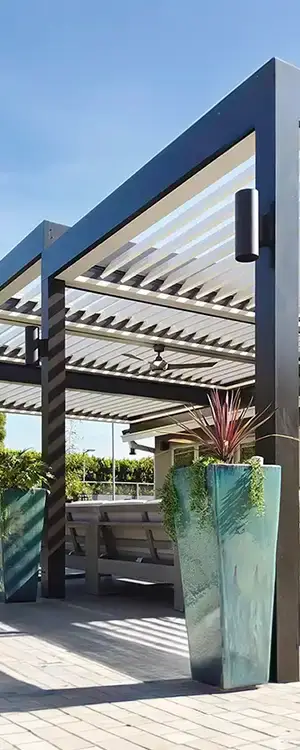 Adjustable louvered patio cover system installed by ShadeWorks in Treasure Valley Idaho