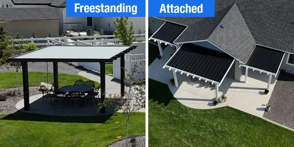 Attached vs freestanding patio covers comparison for backyard shade planning