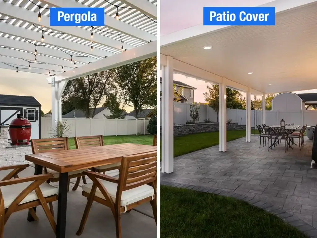 Comparing a pergola and solid patio cover to see which is a better fit