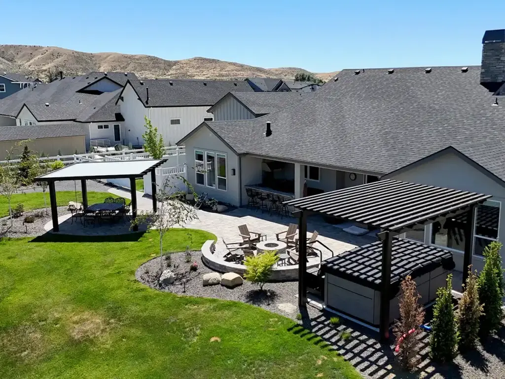 Patio cover designed for heat snow and seasonal weather performance