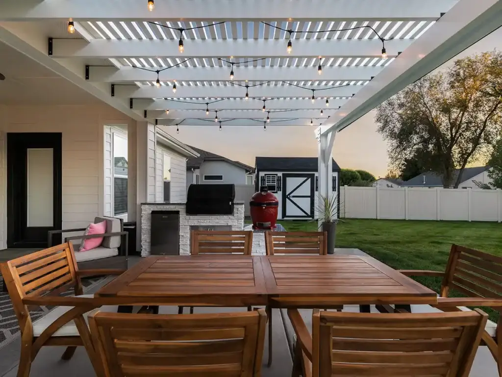 Pergola design allowing airflow while providing partial backyard shade
