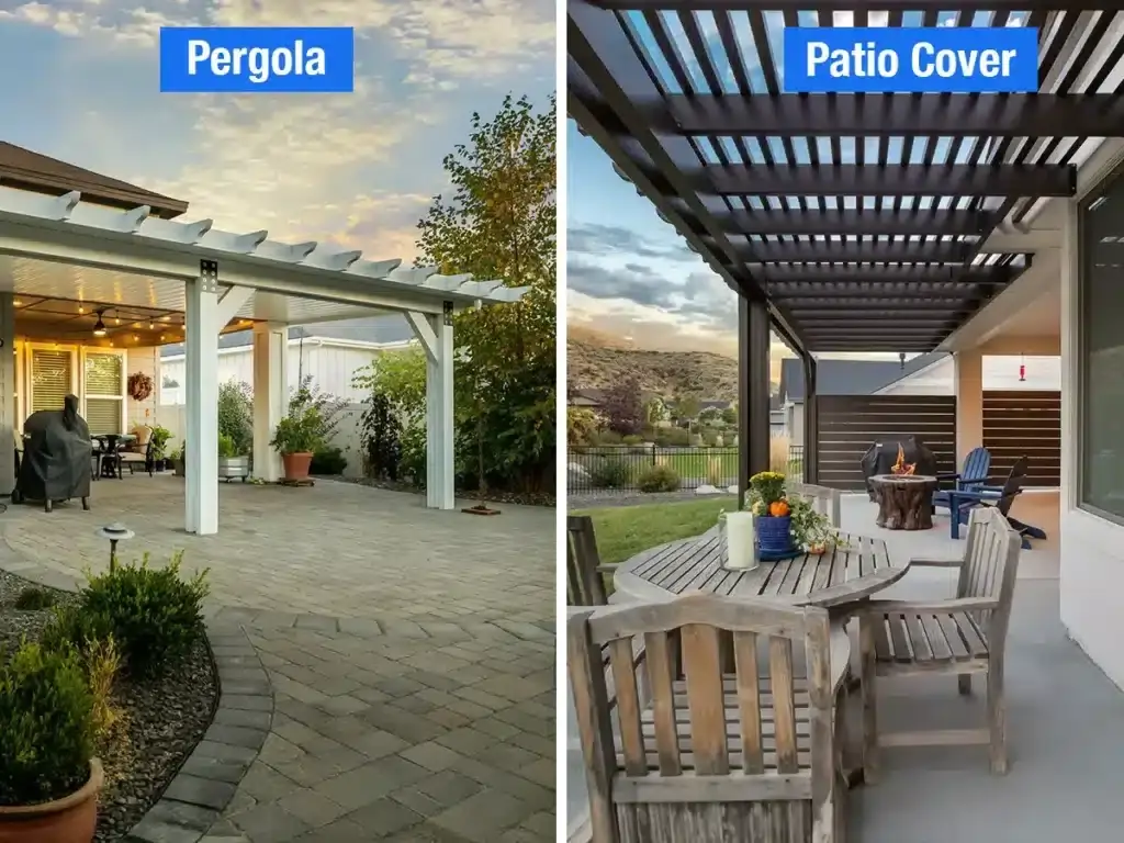 Side-by-side pergola vs patio cover comparison