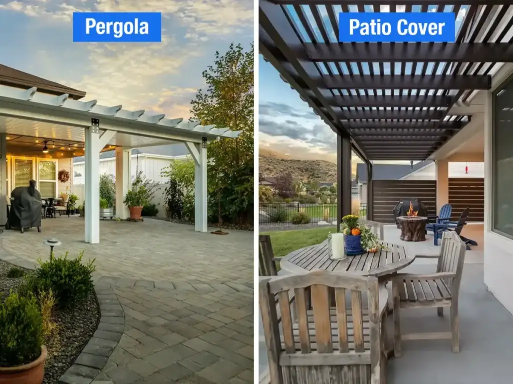 Side-by-side pergola vs patio cover comparison