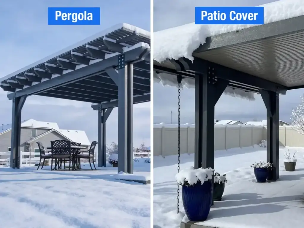 Pergola vs patio cover snow load comparison in Idaho