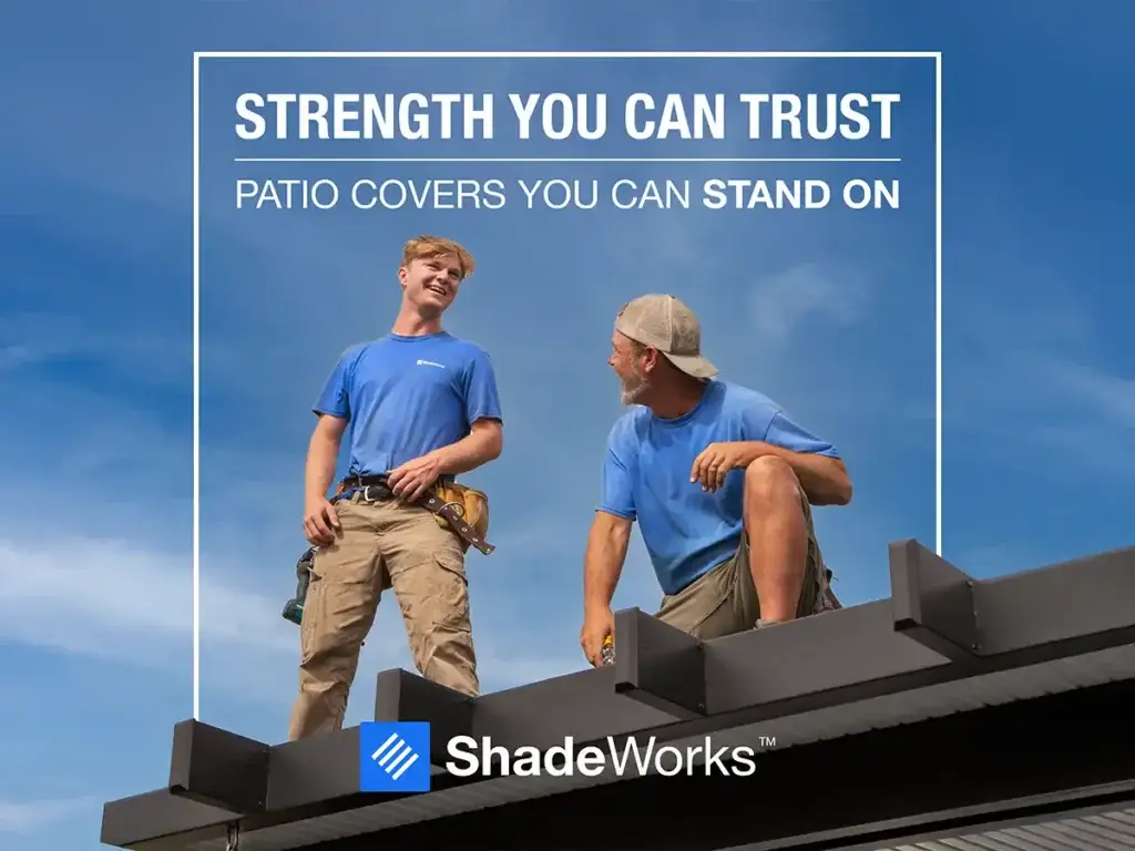 Standing on structure in Idaho backyard during afternoon