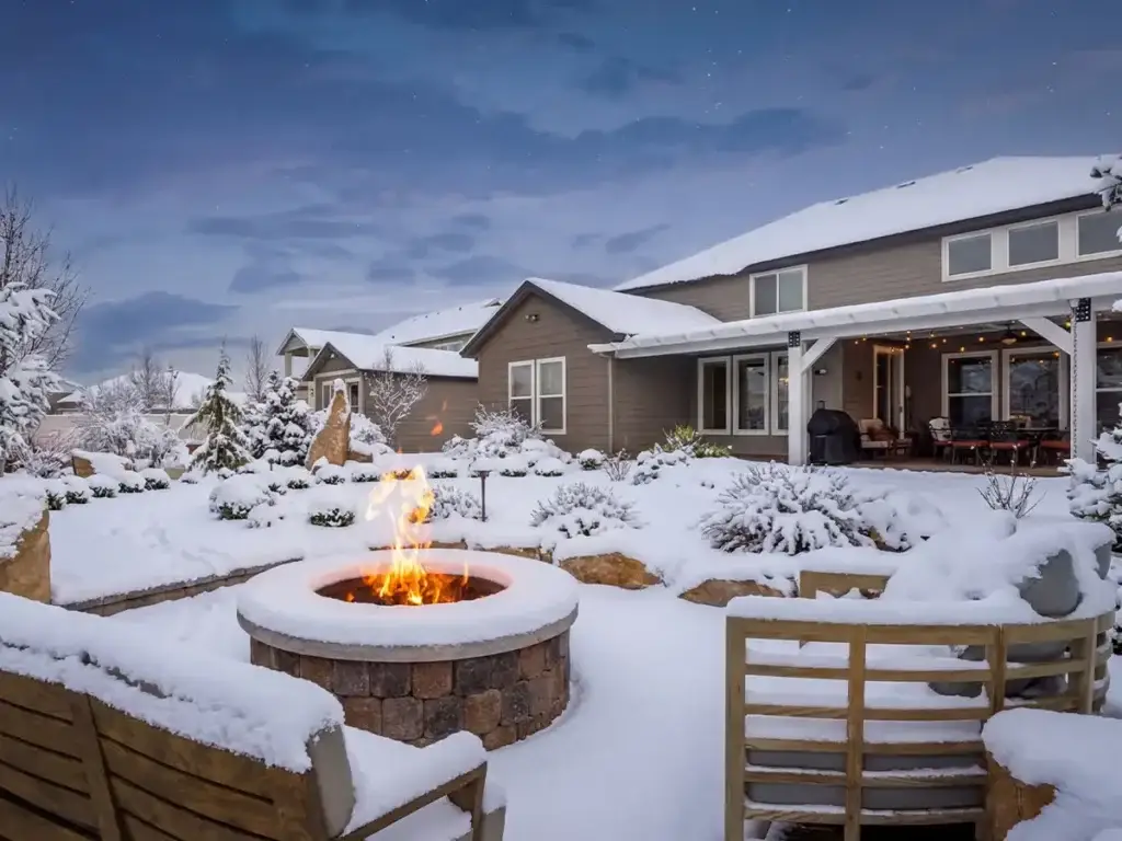 Eastern Idaho patio cover snow load design in snowy backyard residential setting