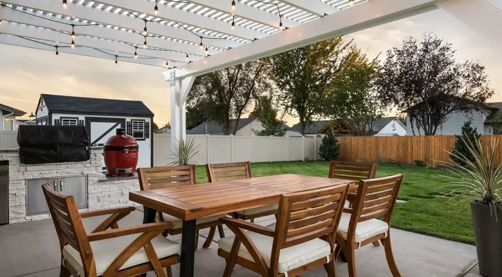 Custom pergola design in Boise backyard patio space