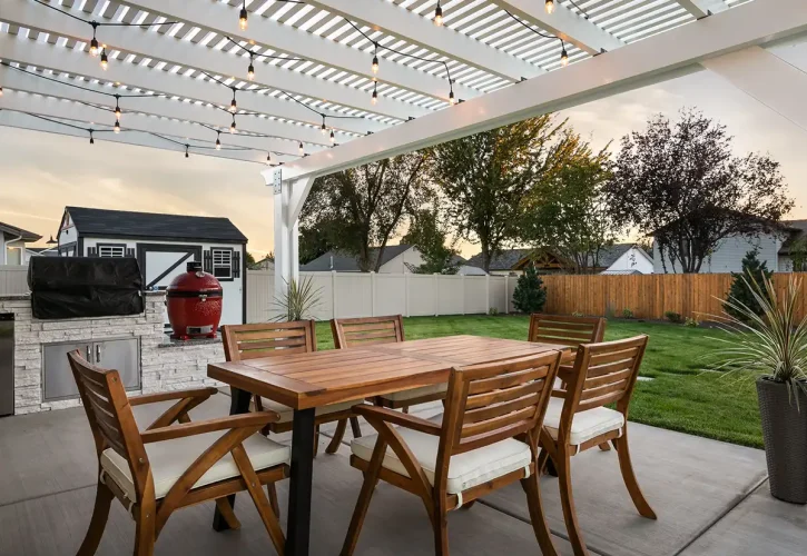 Custom pergola design in Boise backyard patio space