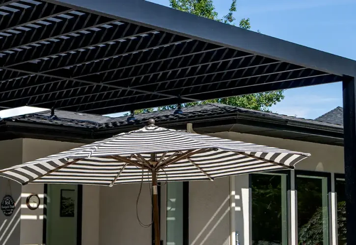 Custom pergola providing backyard shade in Treasure Valley Idaho home